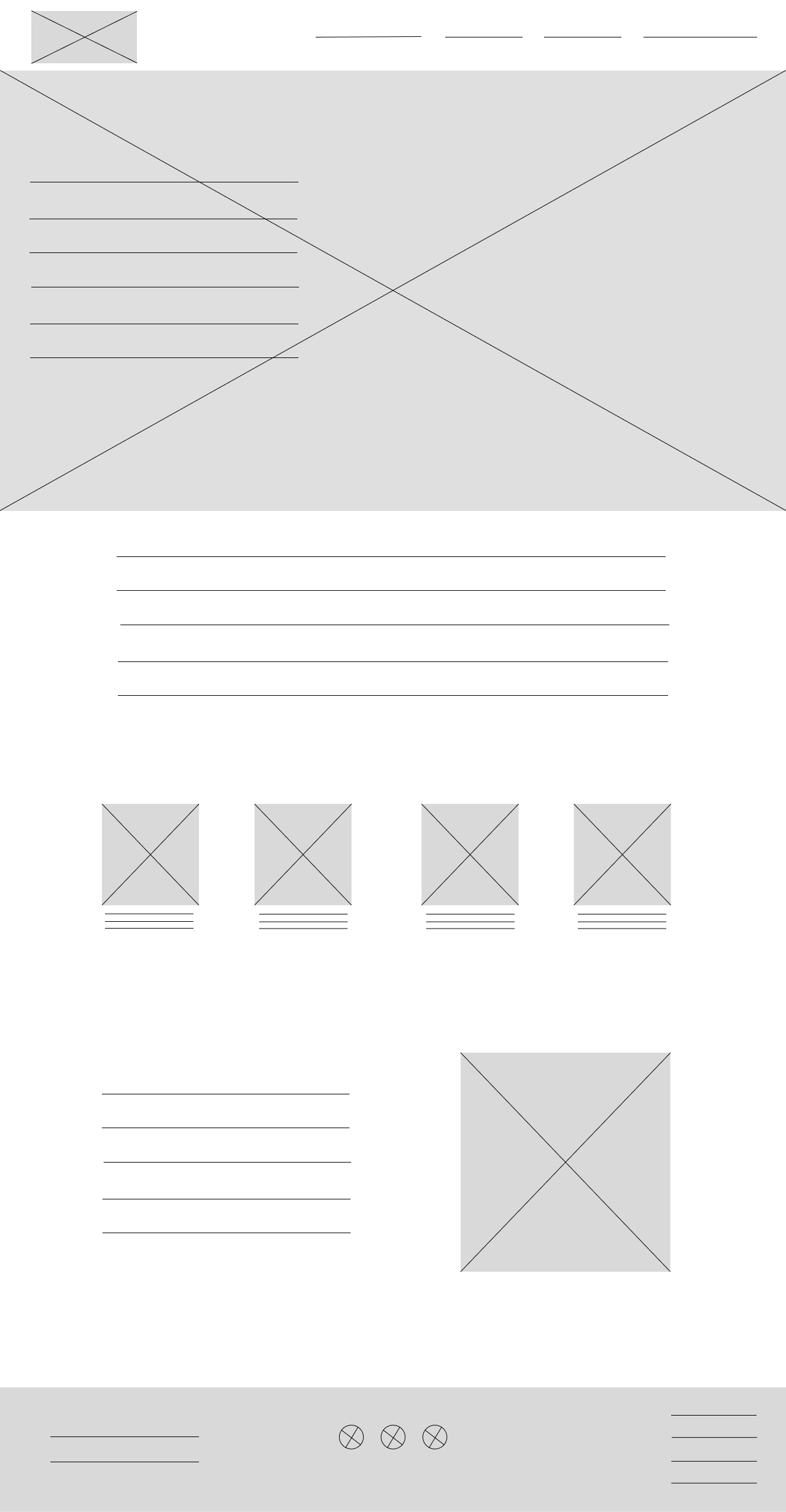 Lo-fi wireframe skitse til Plexus forside